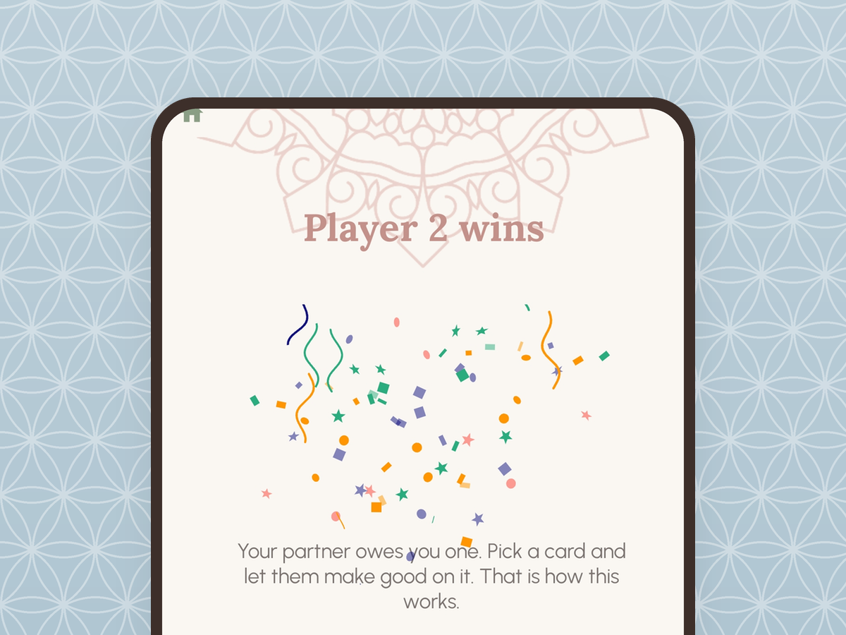 Player 2 wins screen in the Who Knows Who Better game in the Tawam Al Ruh app